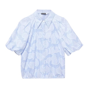 Mint Velvet Blue Cotton Jacquard Striped Shirt